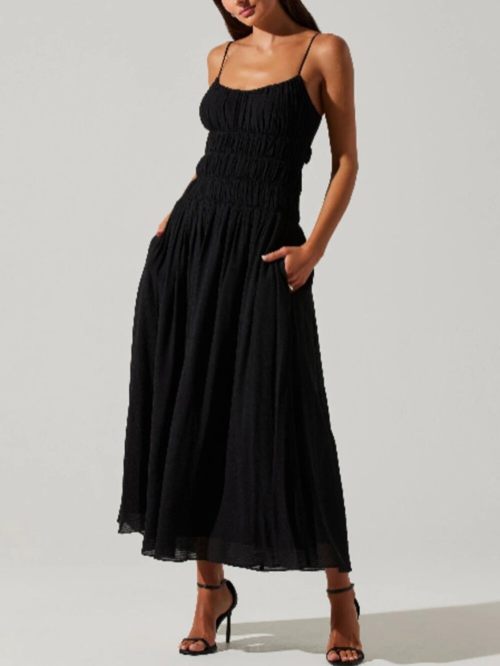 ASTR Andrina Smocked Midi Dress